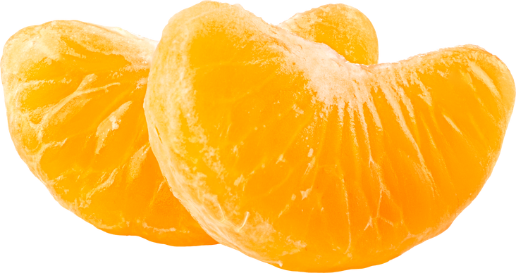 Two Tangerine Fruit Peeled Segments